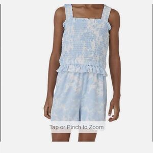 BCBG Girls Romper Blue Tie-Dye Smocked Sleeveless Romper - NWOT